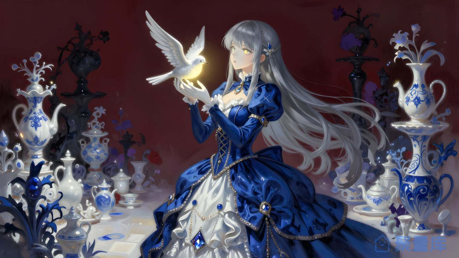 女性穿蓝色服装 女性