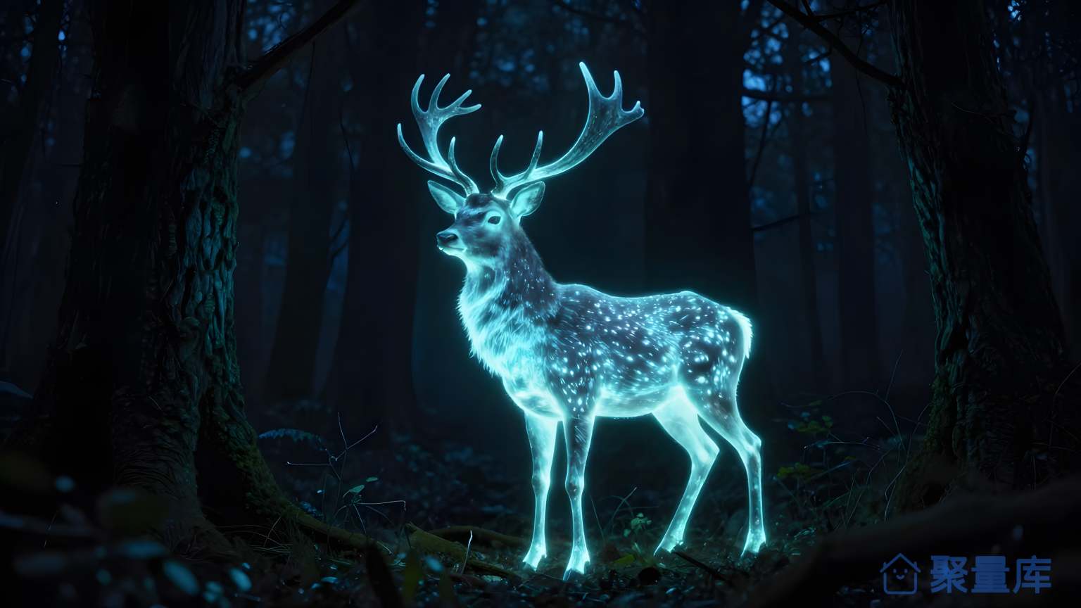 绿色在森林中夜间