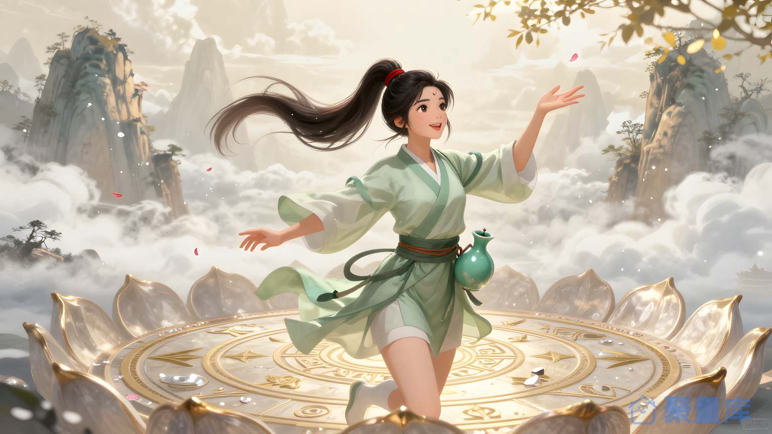 女性在花园中舞蹈