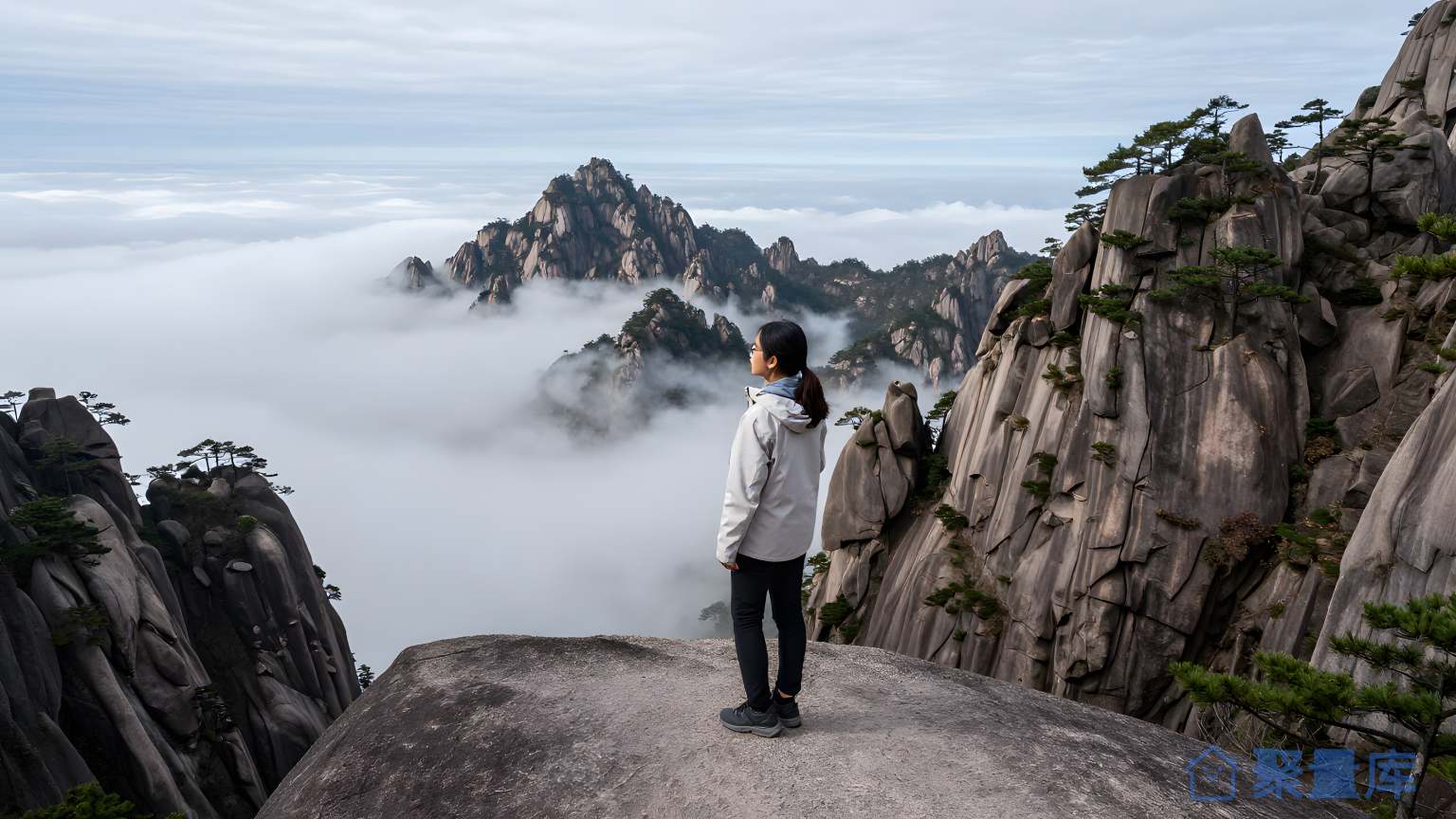 纯白色的高山云海