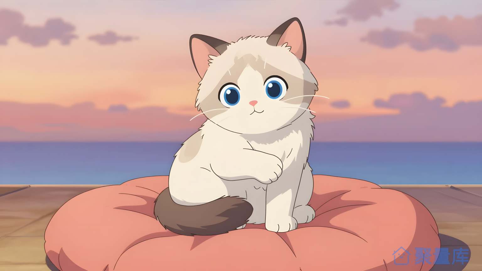 猫在沙发上坐着