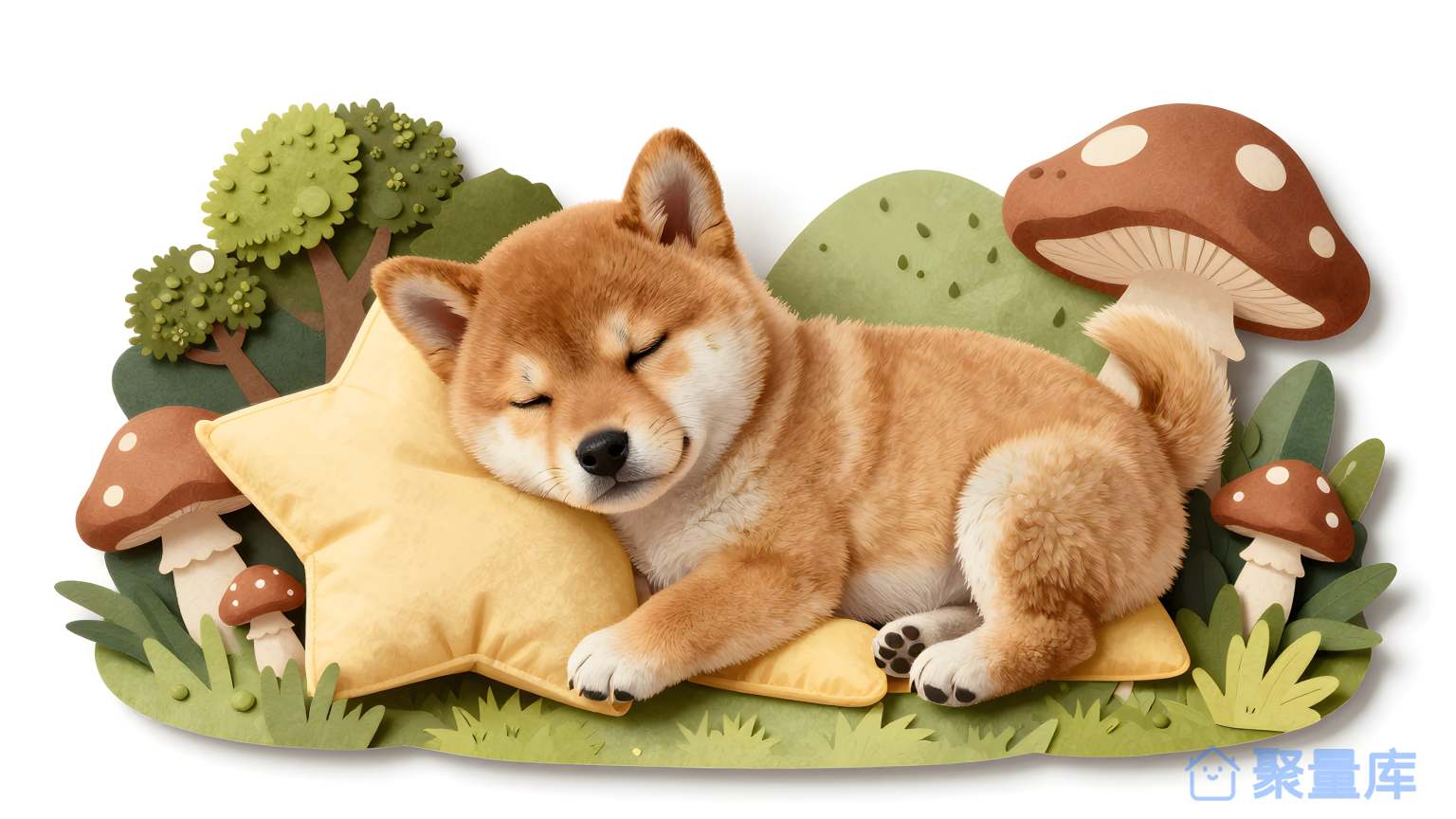 狗睡在草地上