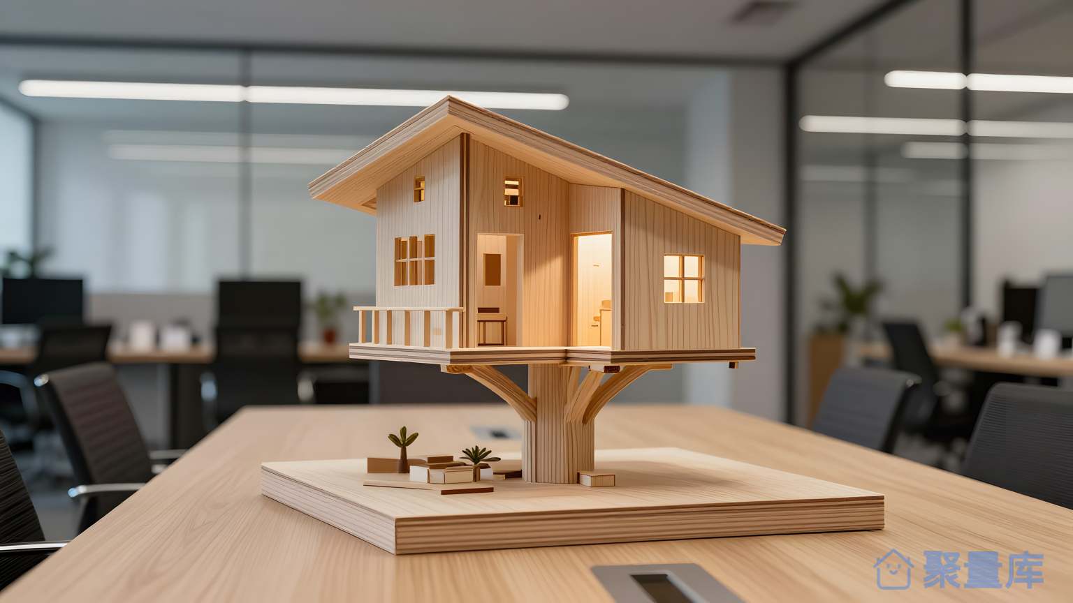 木屋在办公室内部展示