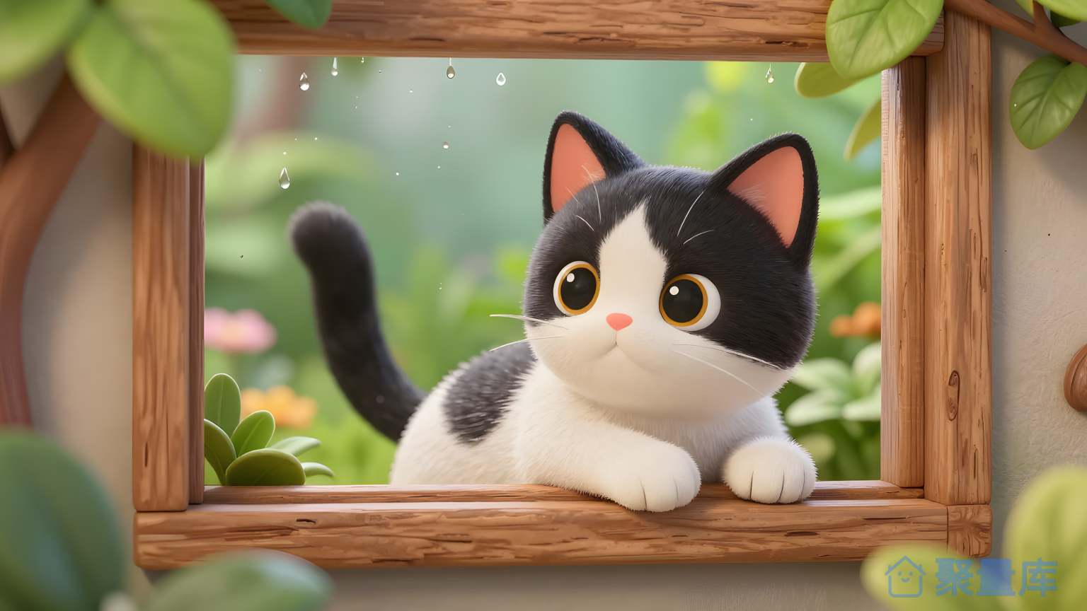 猫在窗口里看出去 猫