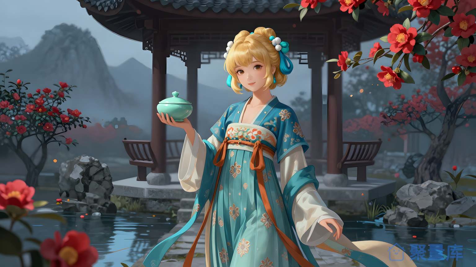 女性在花园里 女性 花园