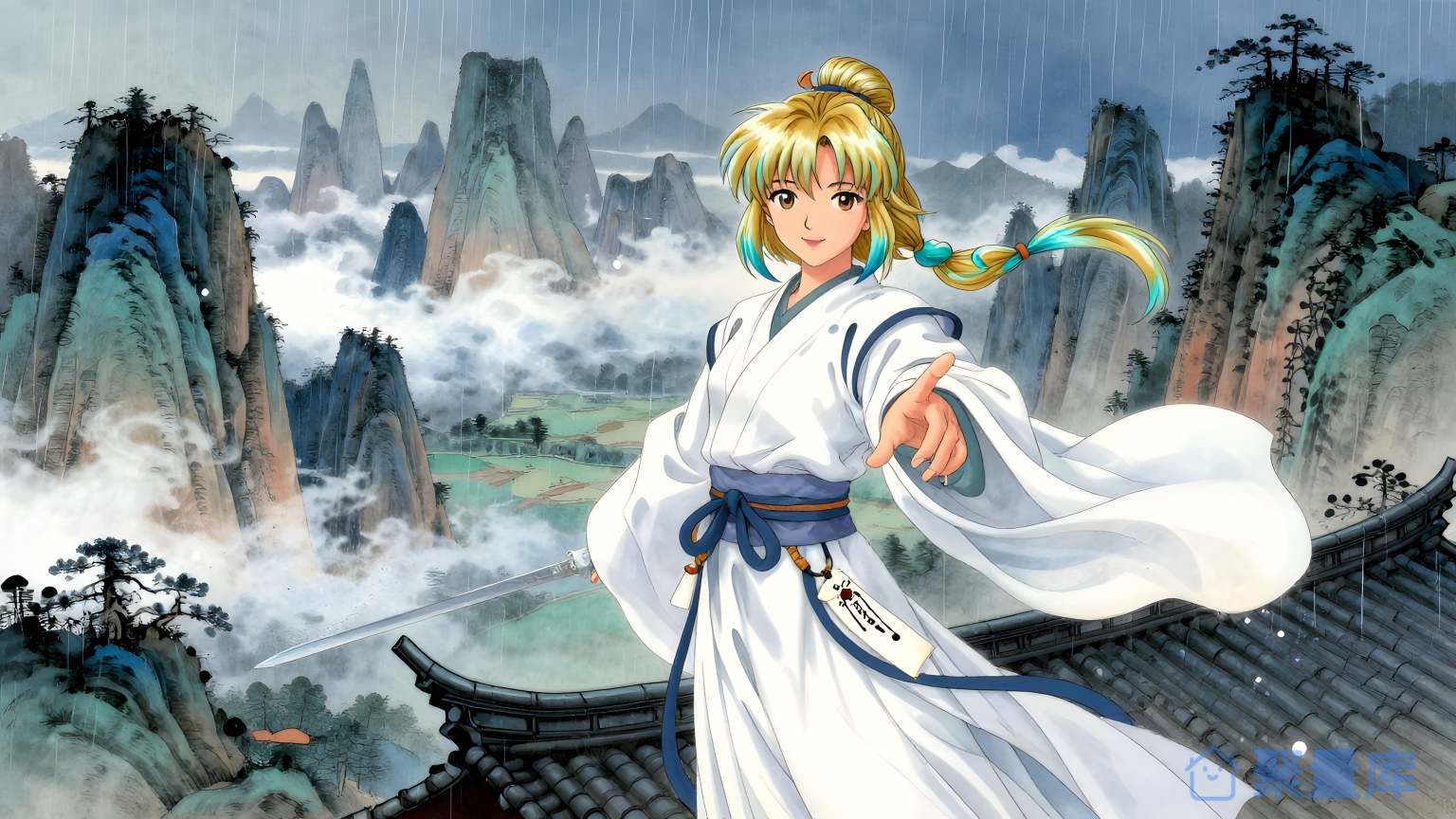 女武士在山间战斗