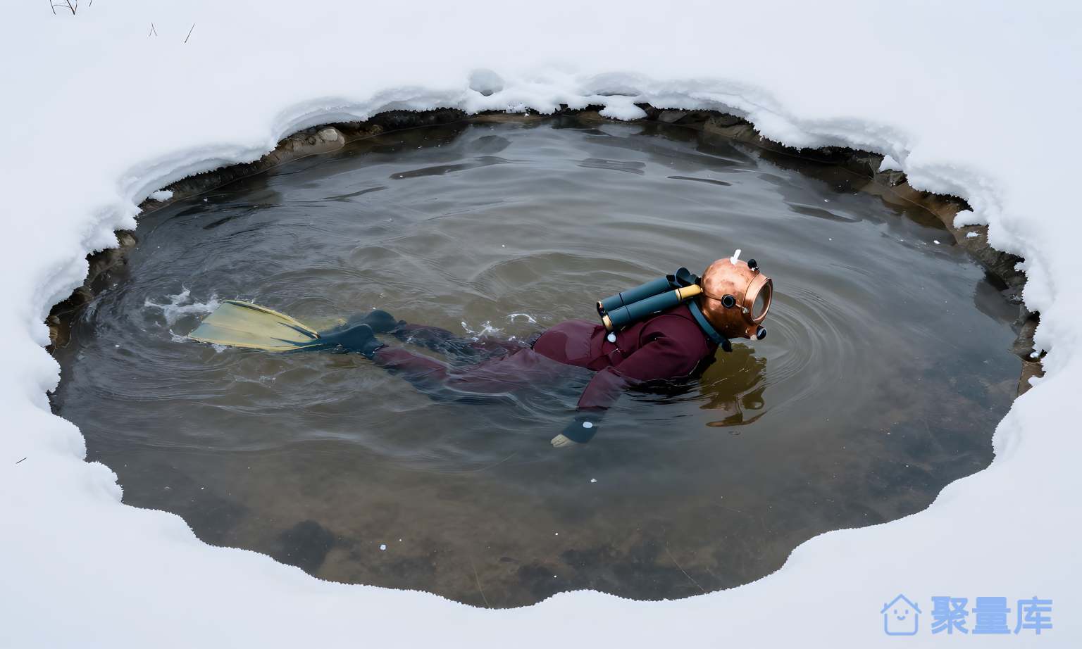 人在湖里游泳