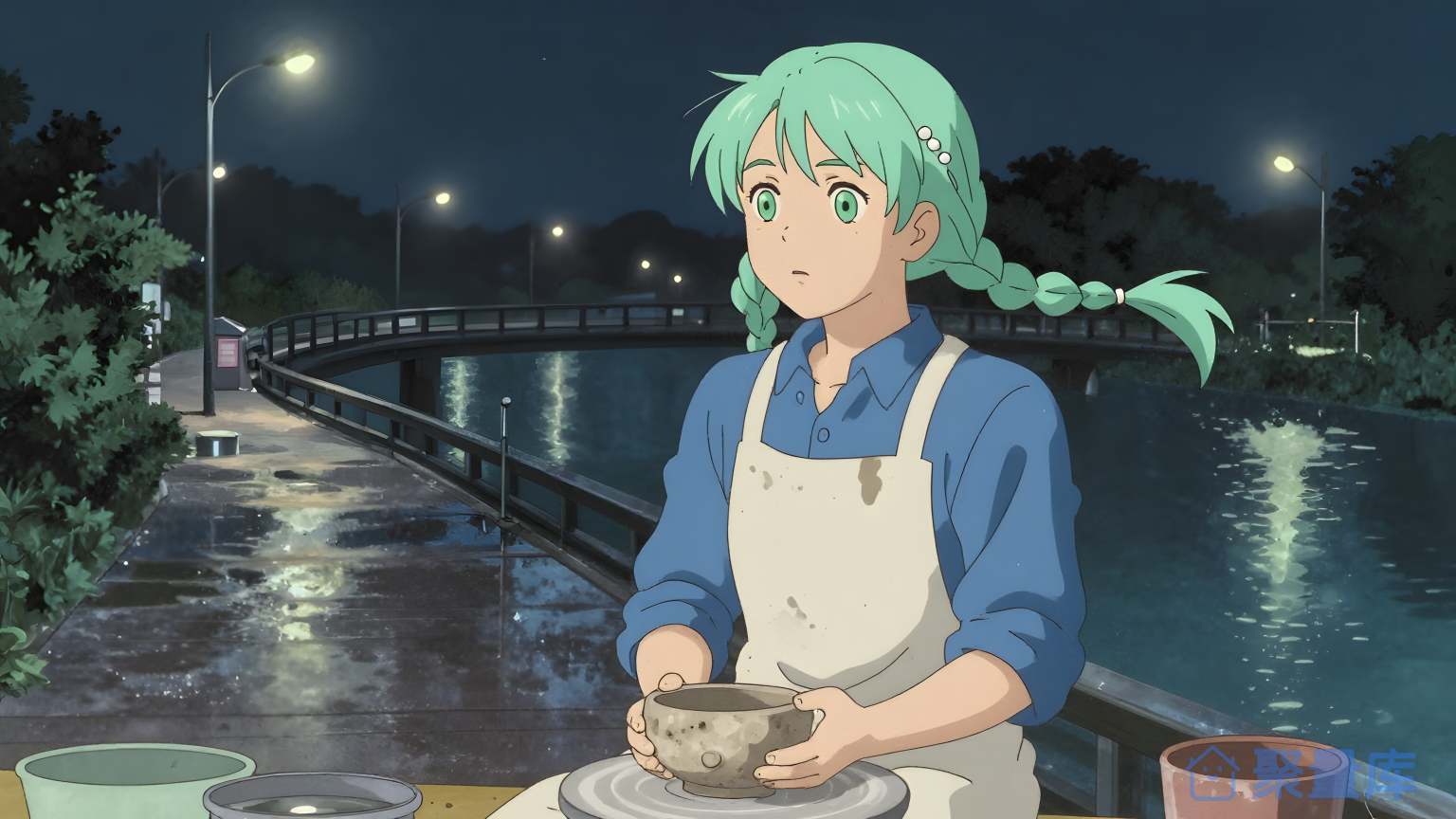 女子在雨中做饭