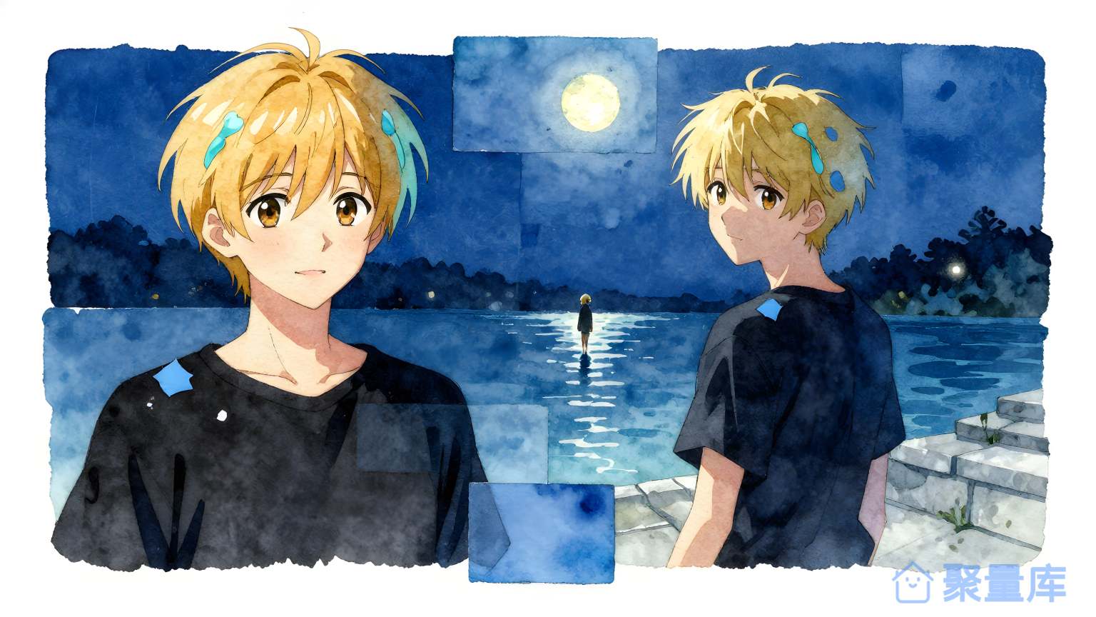 夜晚的两人