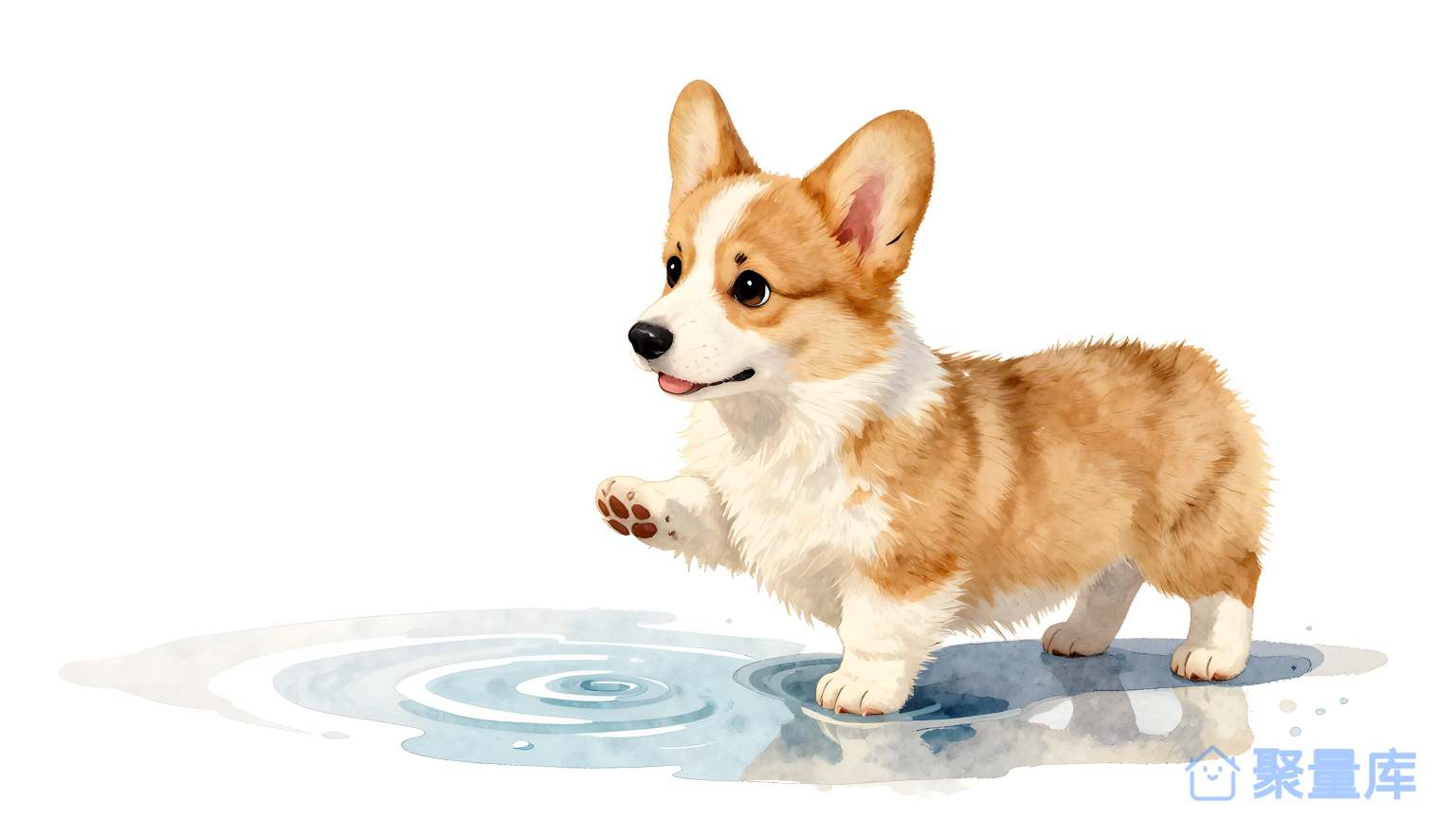 狐狗在水中
