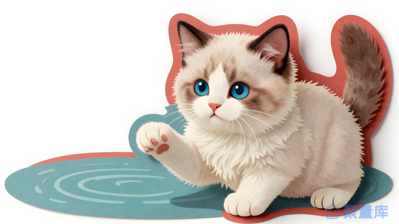 小猫在水上