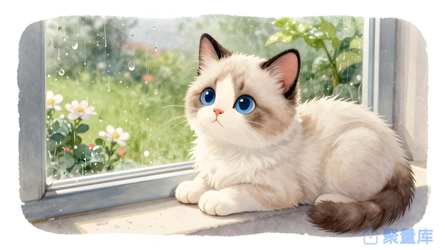 猫在窗口前坐下 猫