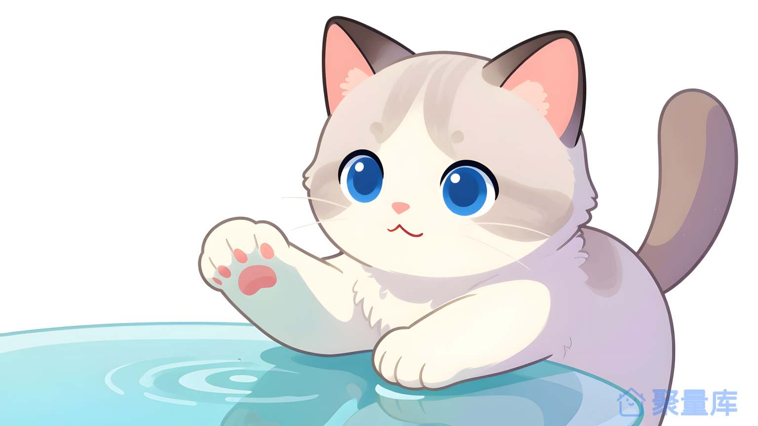 猫在水中游泳 猫