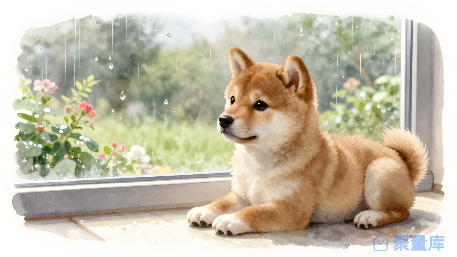 狗在窗口前 狗 窗口