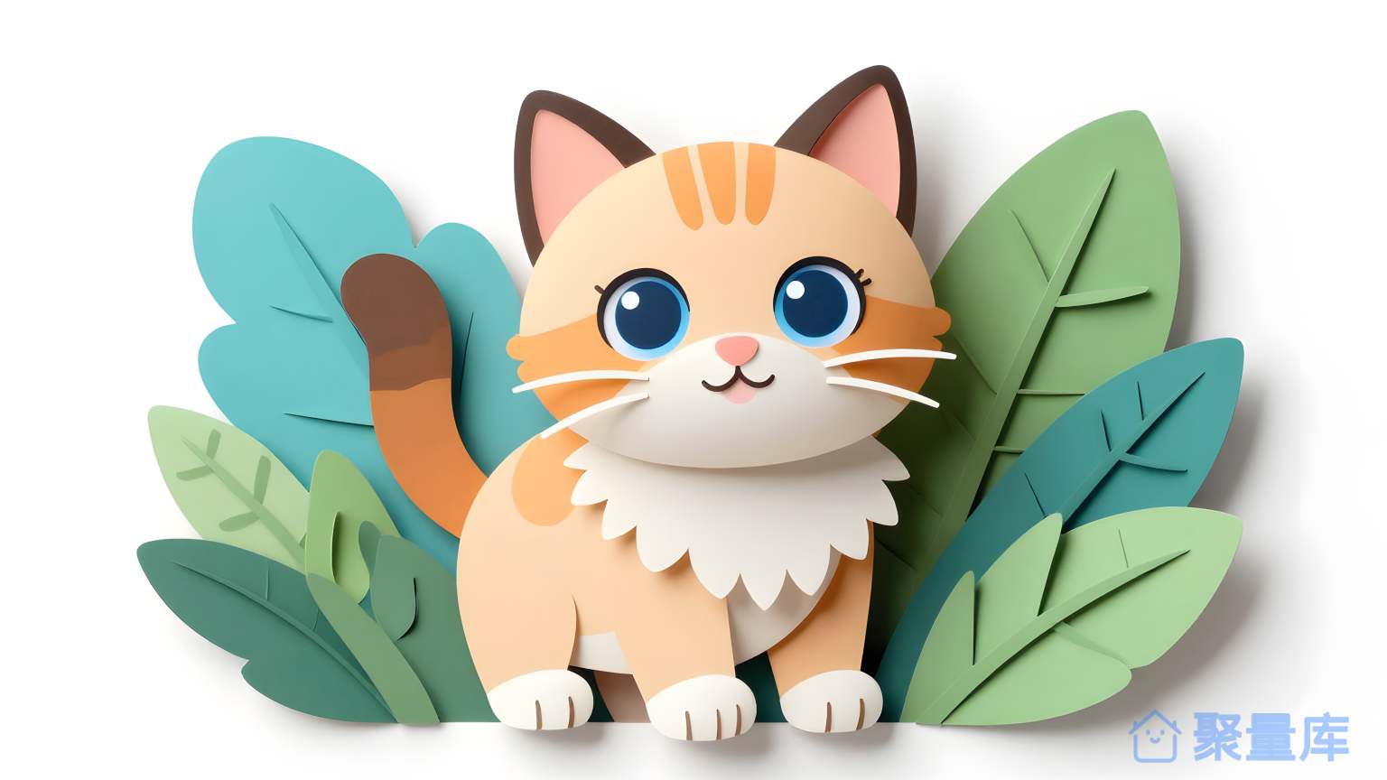 小猫在树叶上 小猫