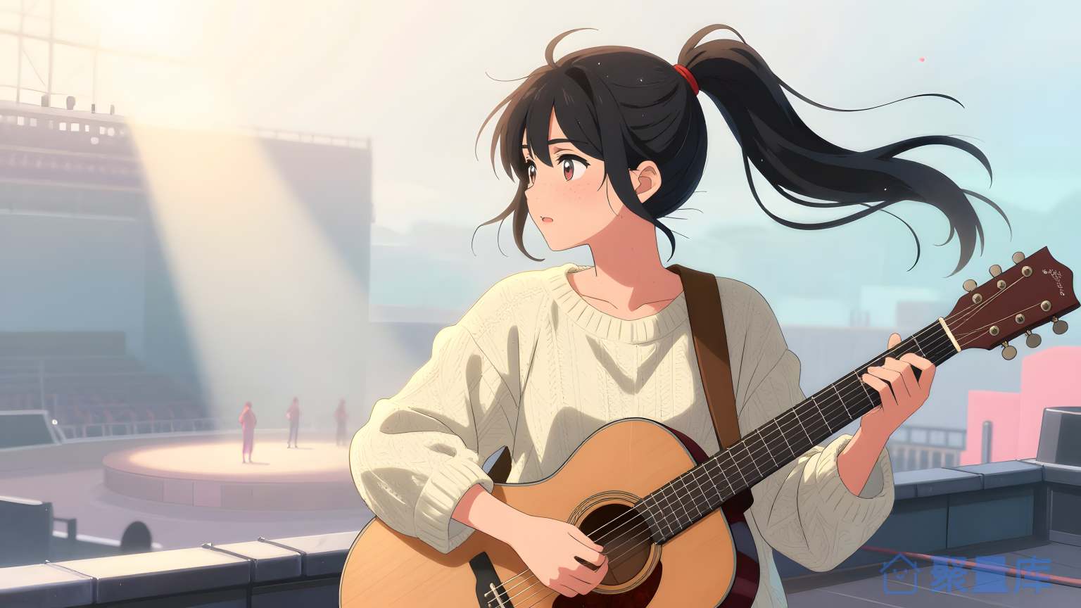 女子手持吉他