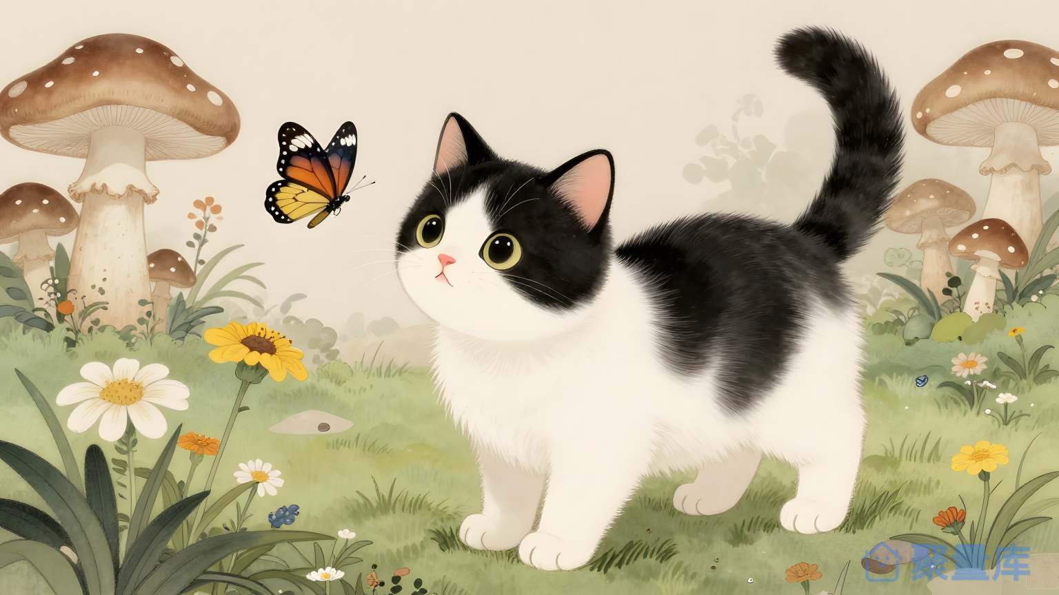 猫在花园里 猫 花园 草