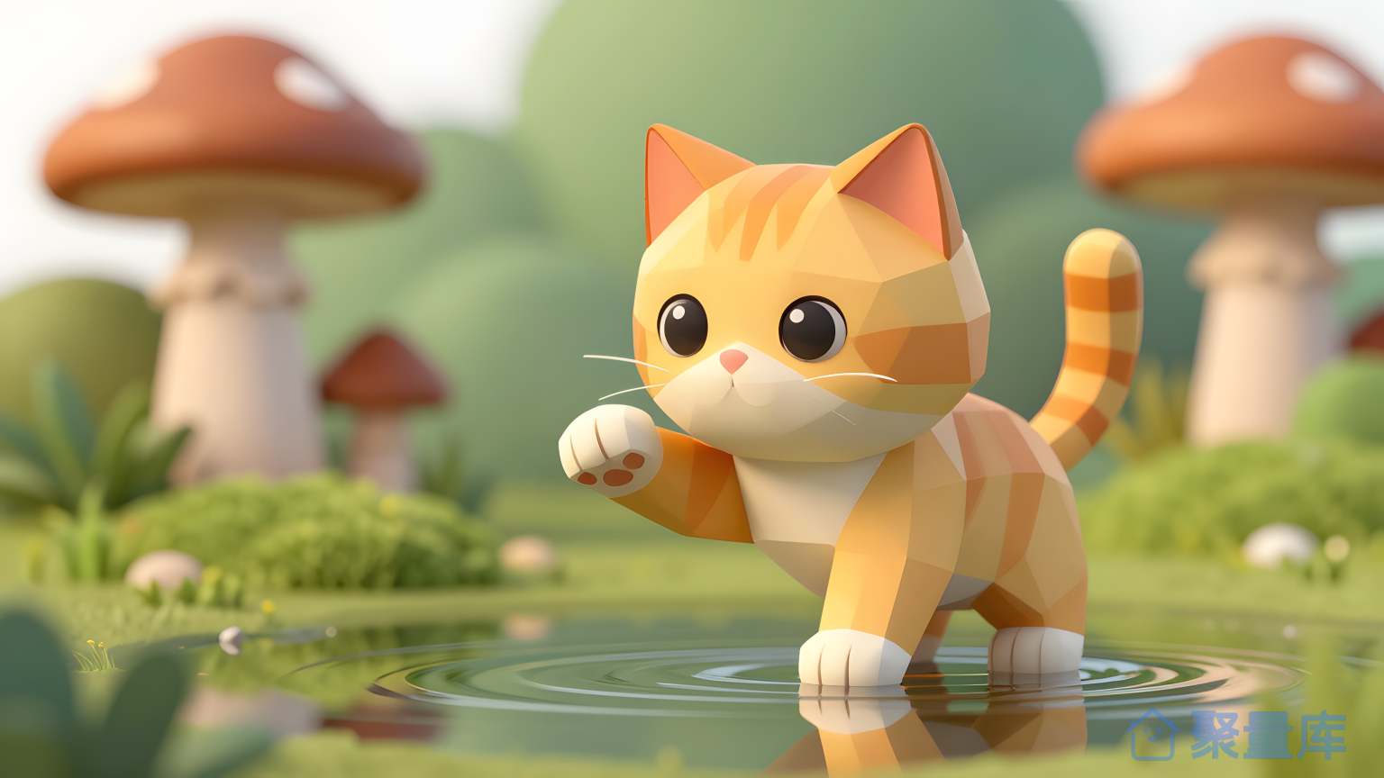 小猫在草原上走动