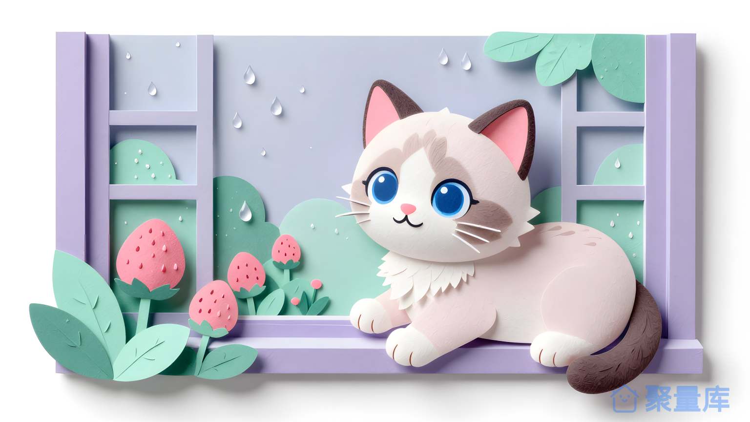 猫在窗口前坐 猫