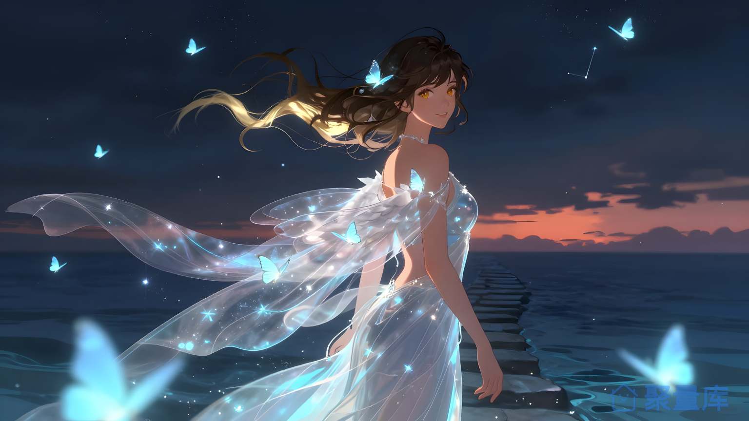美女在海边