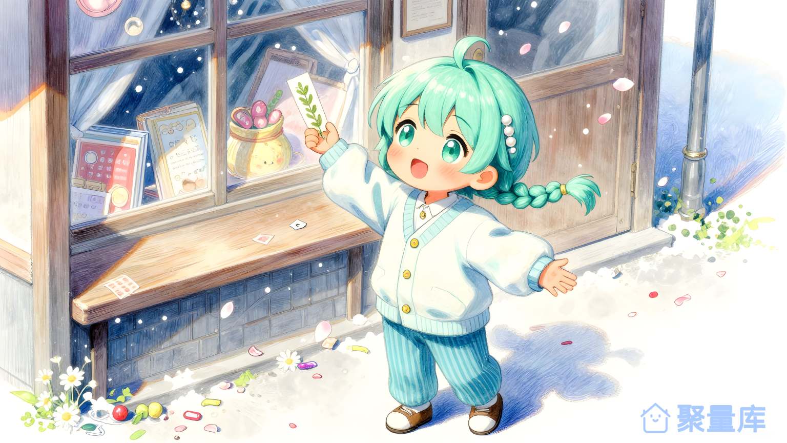 小女孩在雪中走路