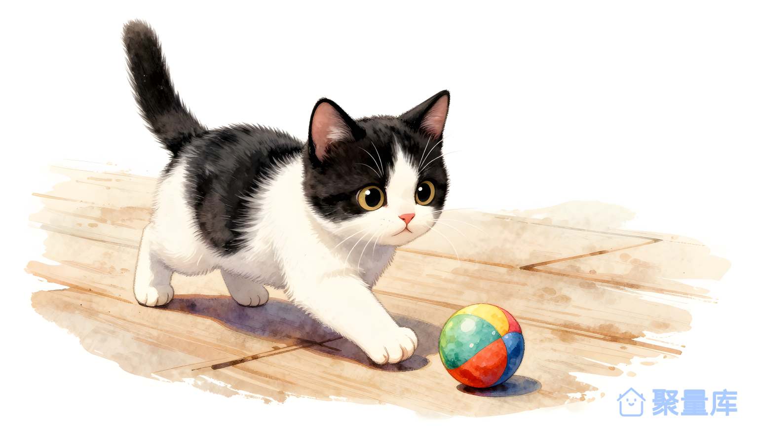 猫玩球 猫 玩球 室内