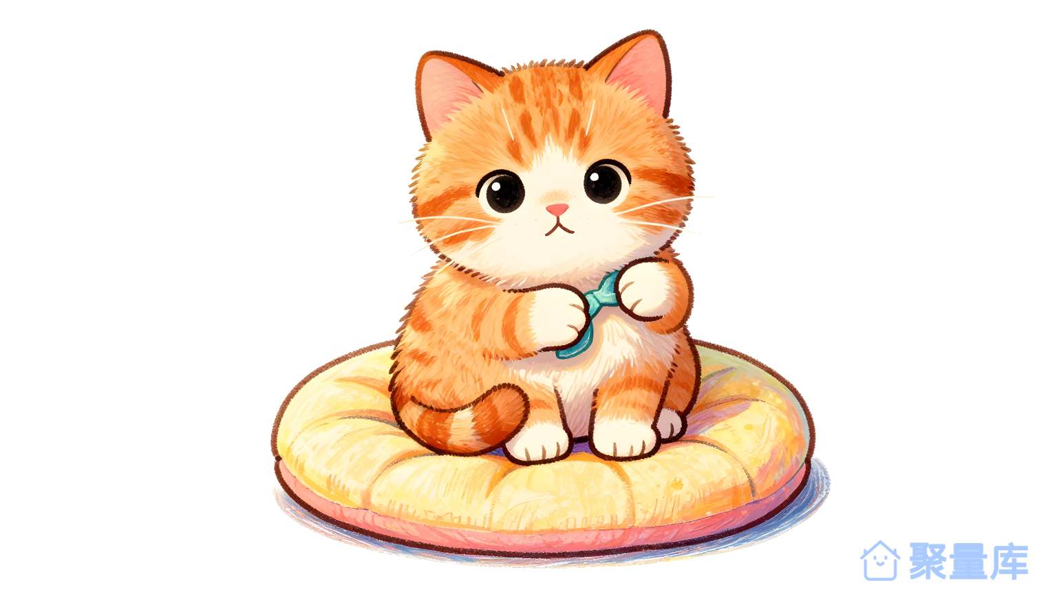 小猫在圆形上坐
