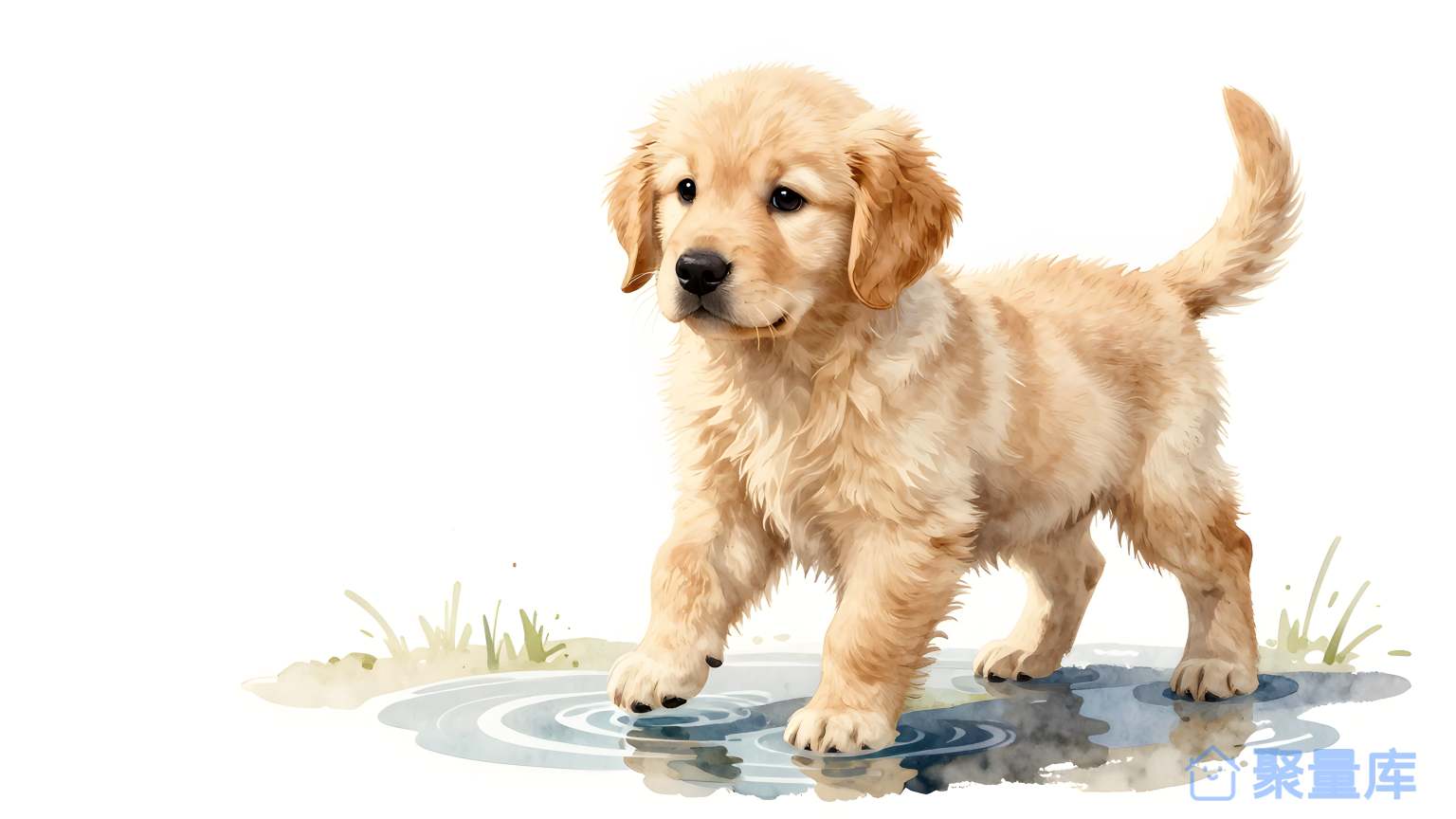 狗在水中走动 狗 水