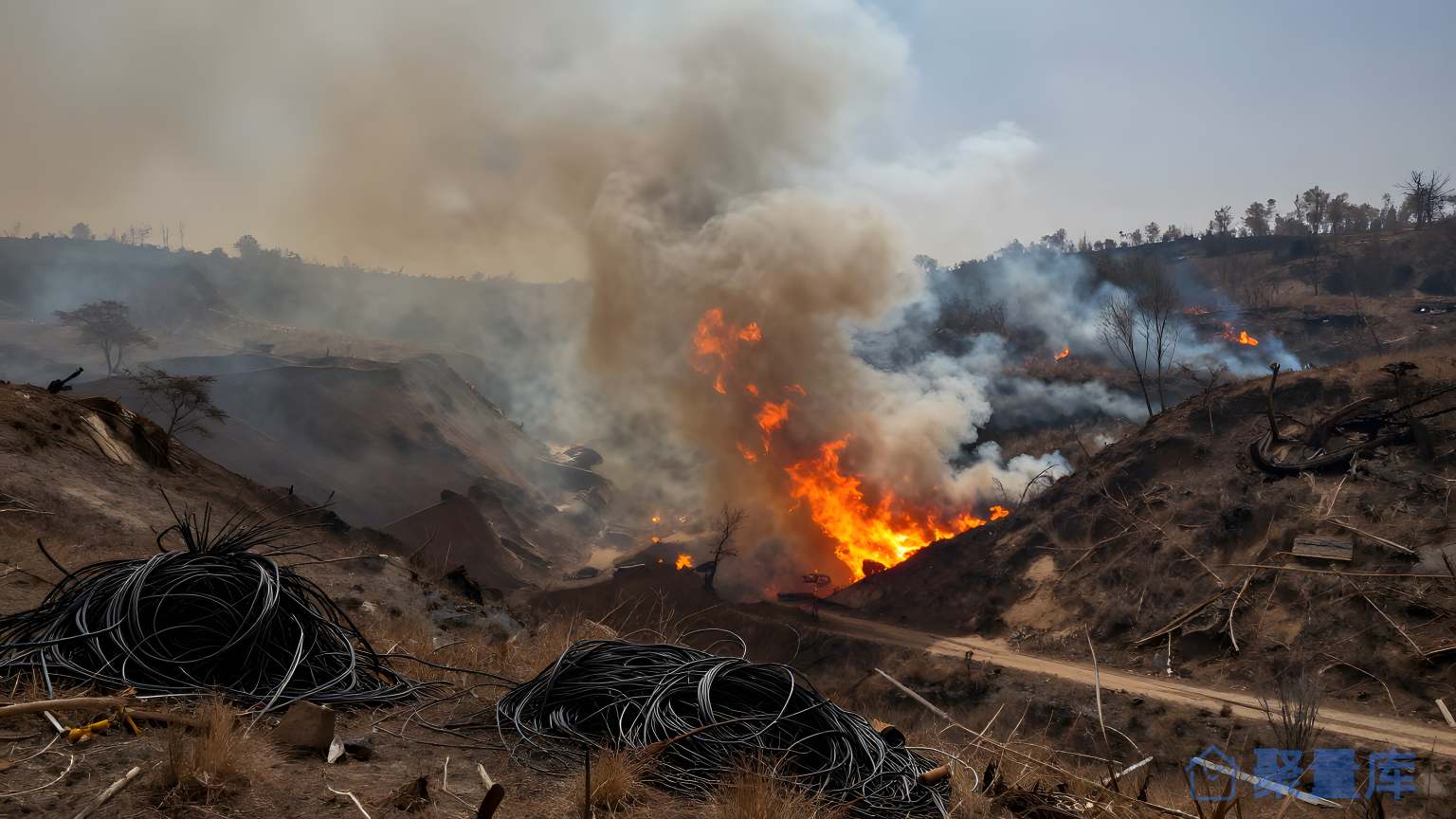 森林烧火事故现场
