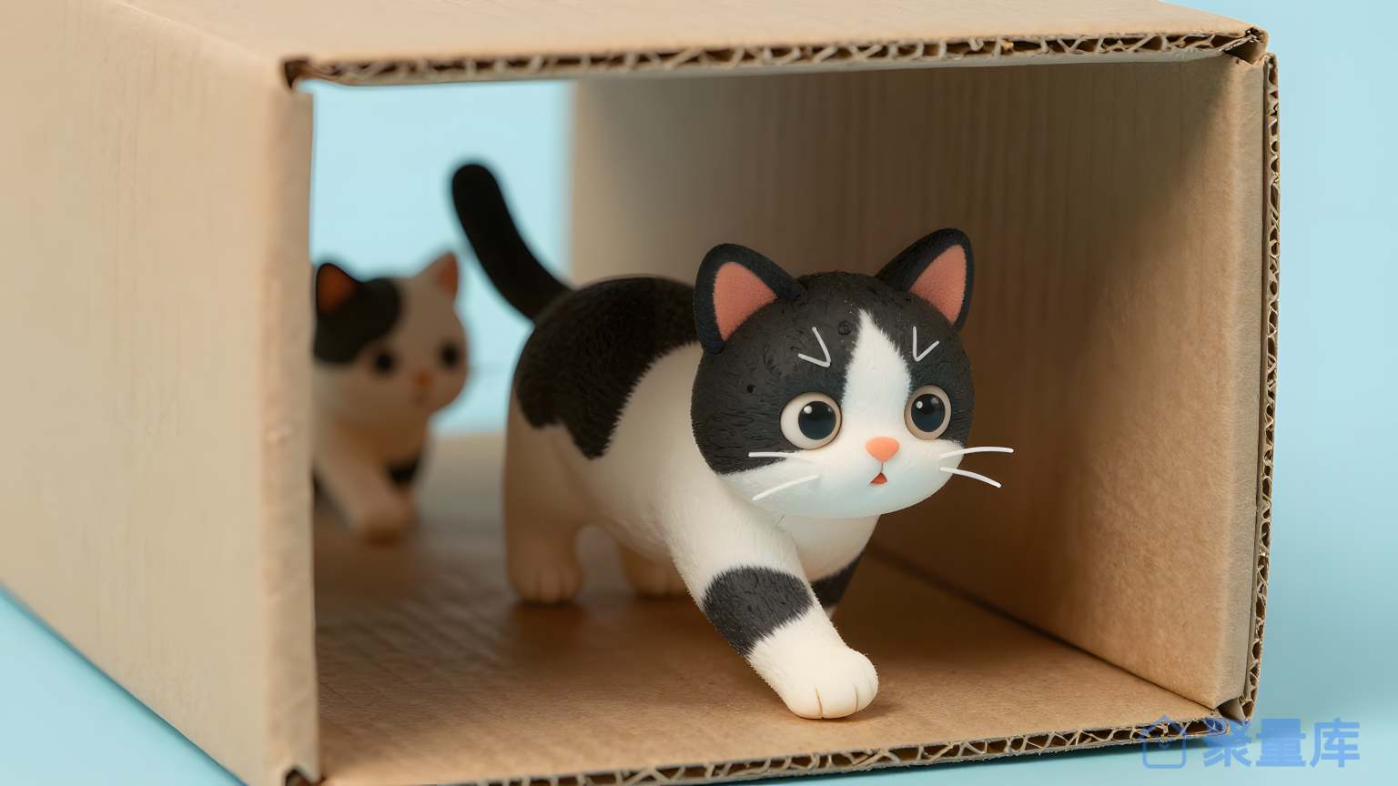 猫在盒子里走 猫