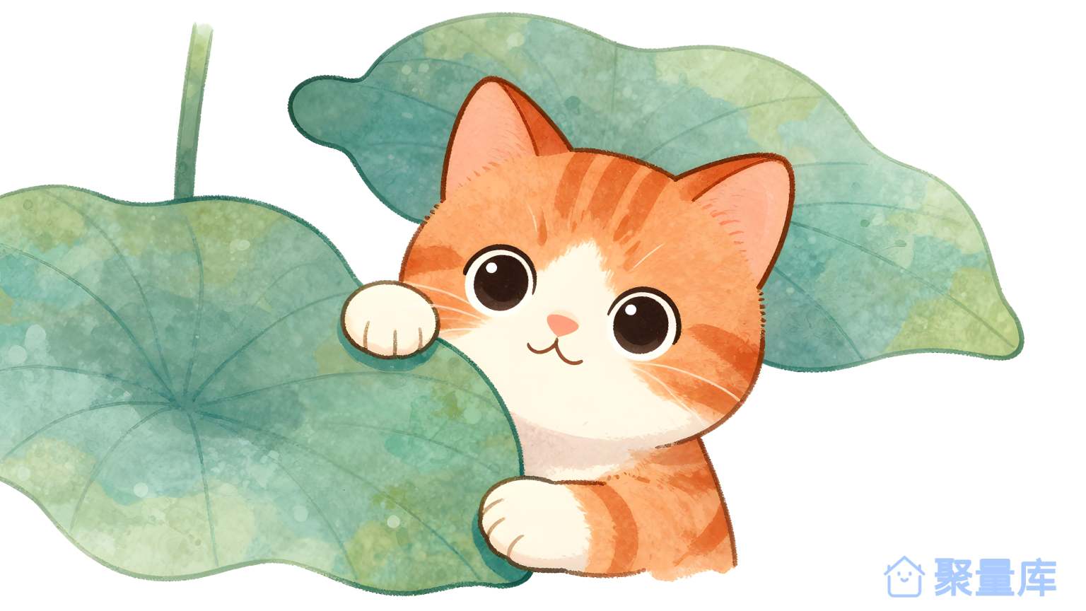 小猫在大叶子里