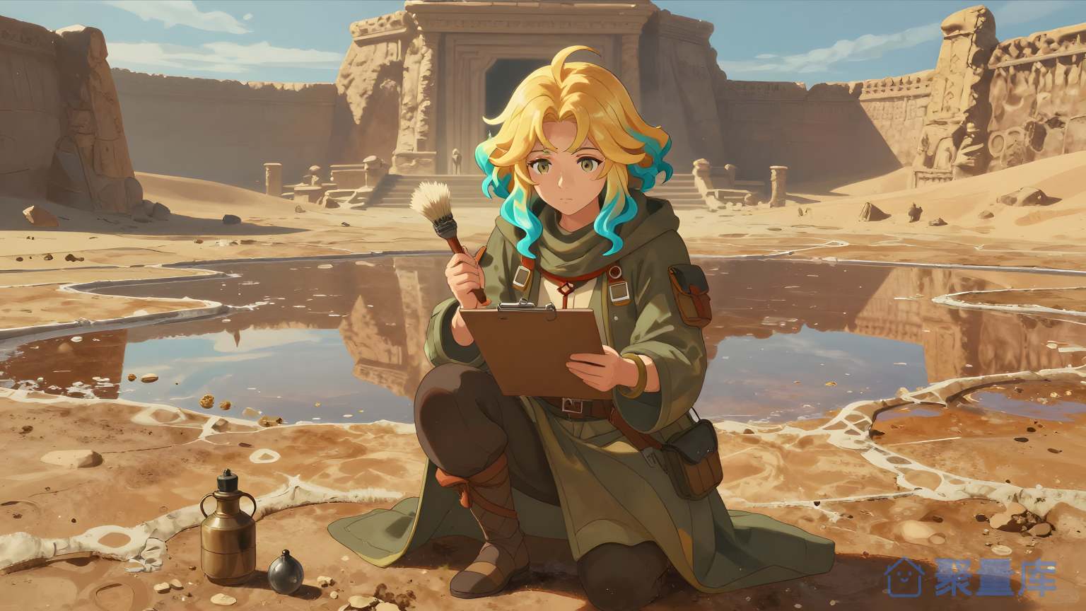 女角色在沙场中