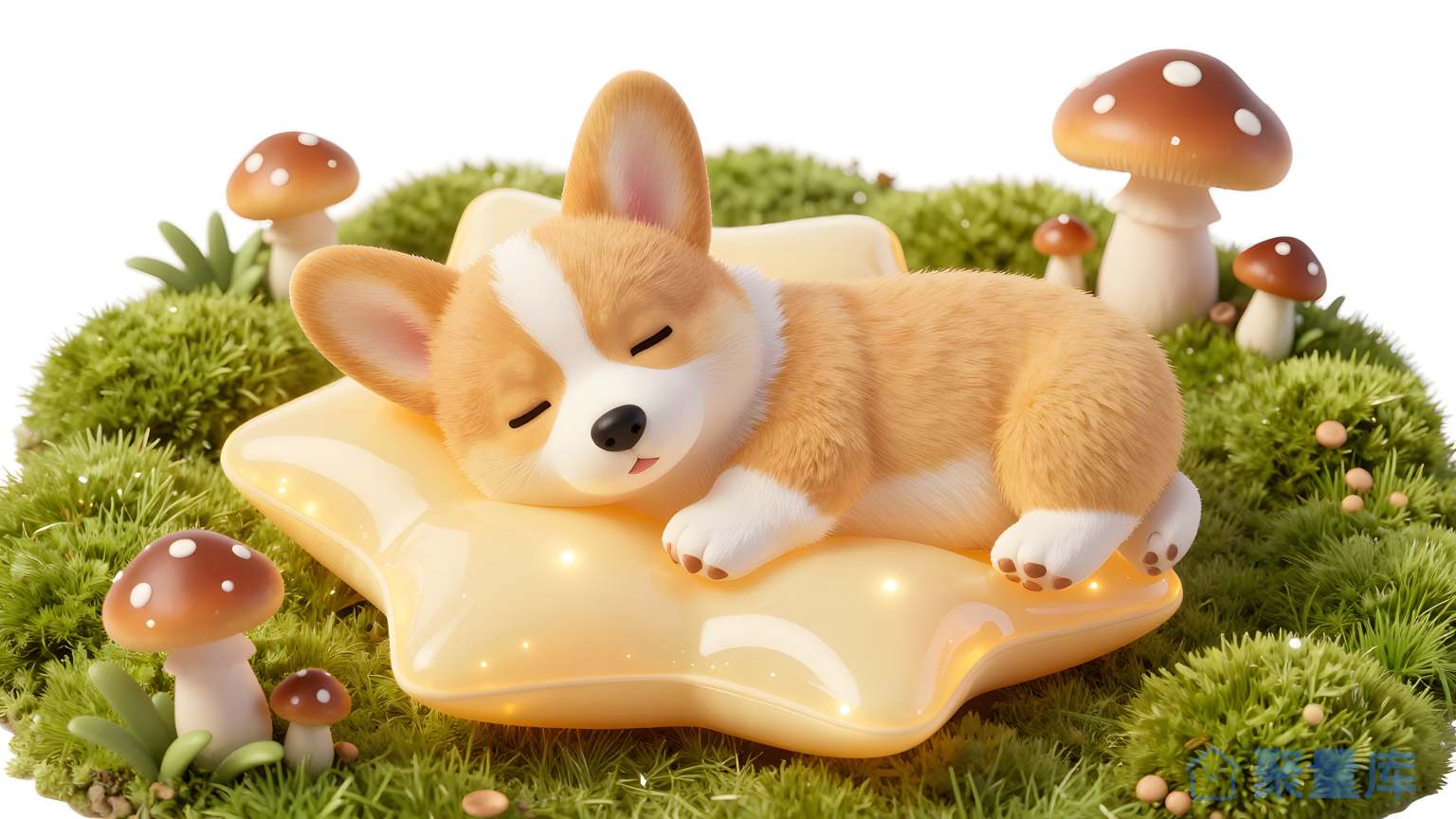 狐狗在草花上卧着