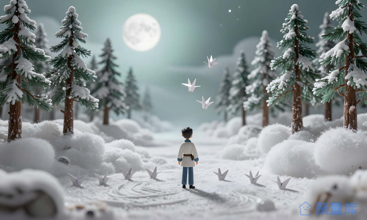 雪中的夜景