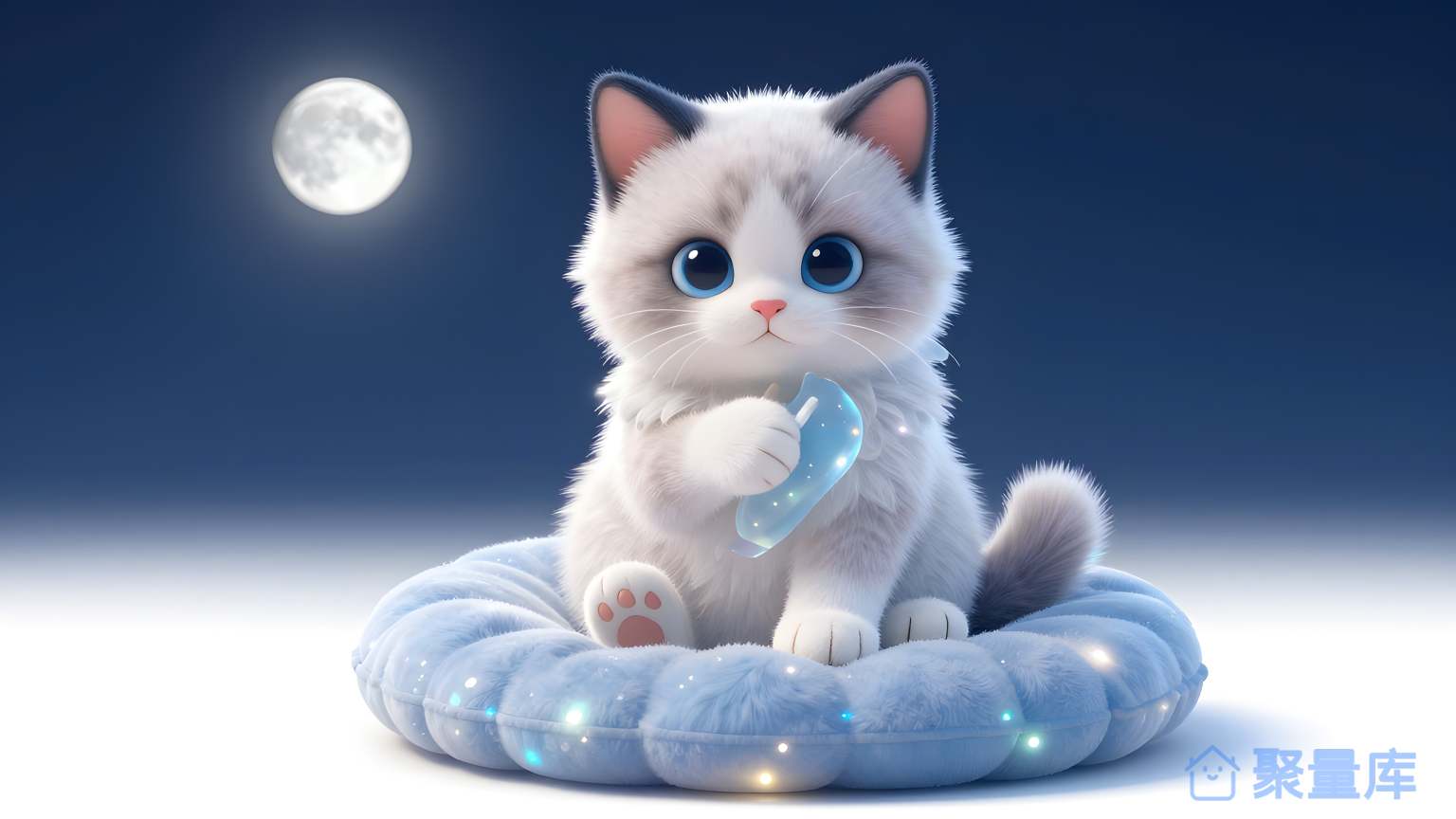 猫在床上耍玩具