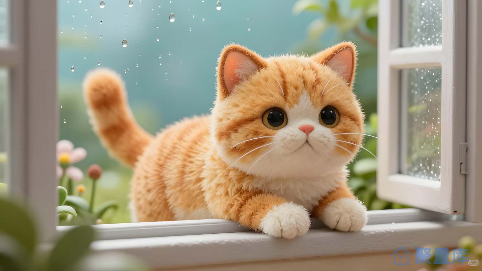 狮猫在窗口看出