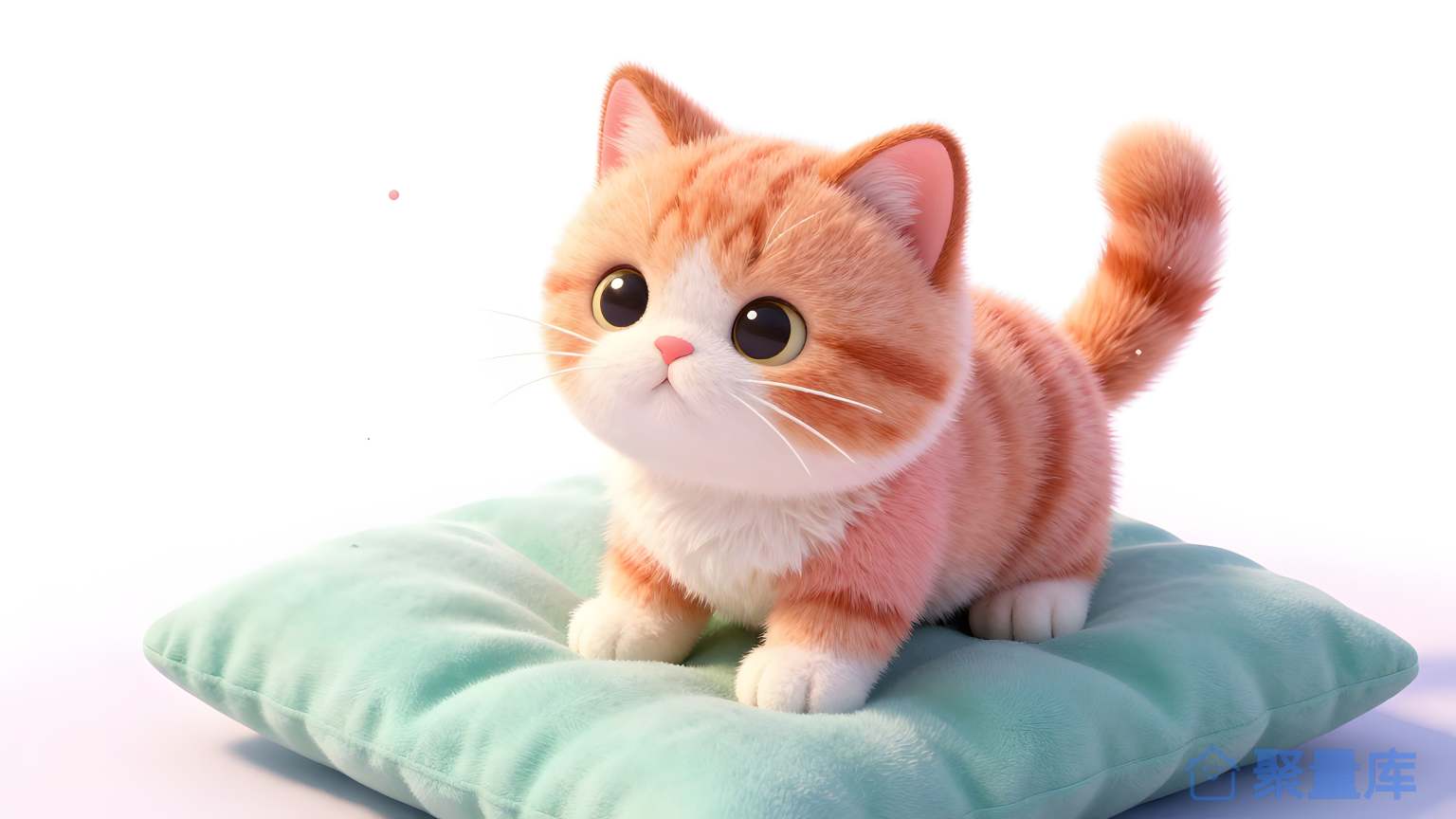 小猫在床上坐着