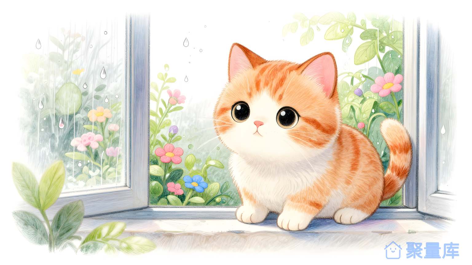 猫在窗口前 猫 窗口 花园 天气