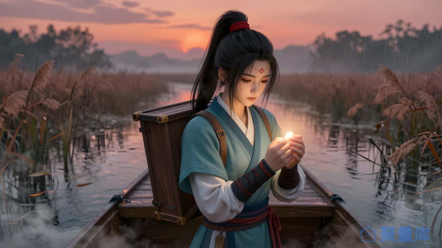 游戏女性在船上
