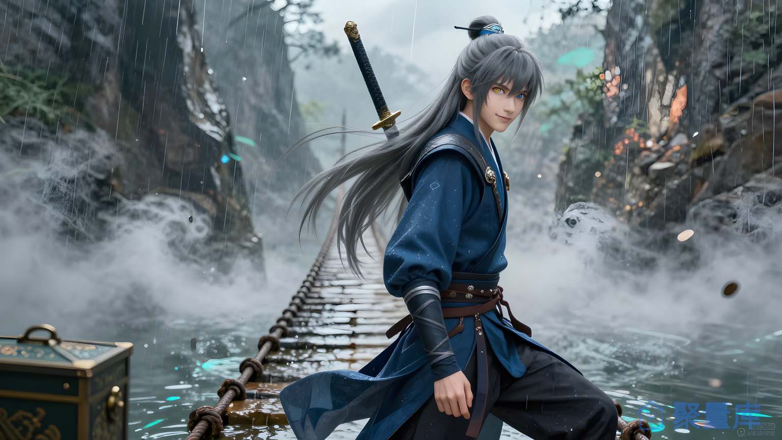 神秘的武士在森林中