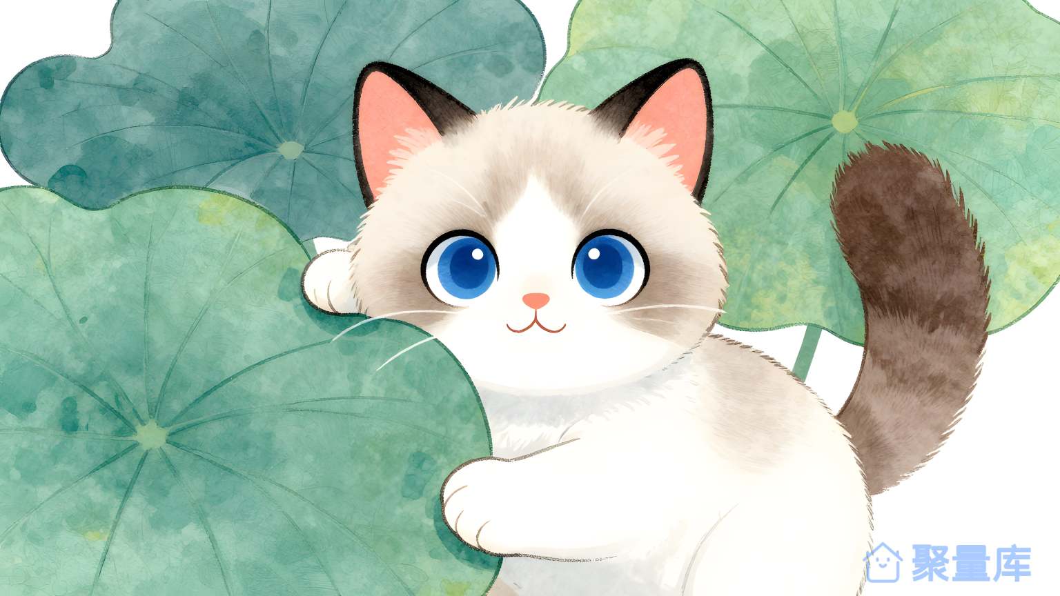 猫在荷花上