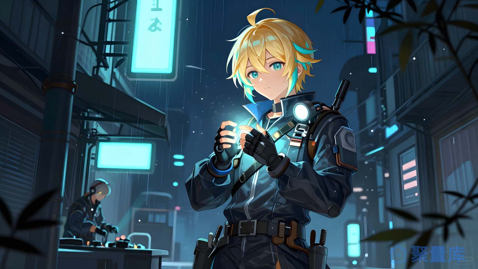 科幻角色在夜市场