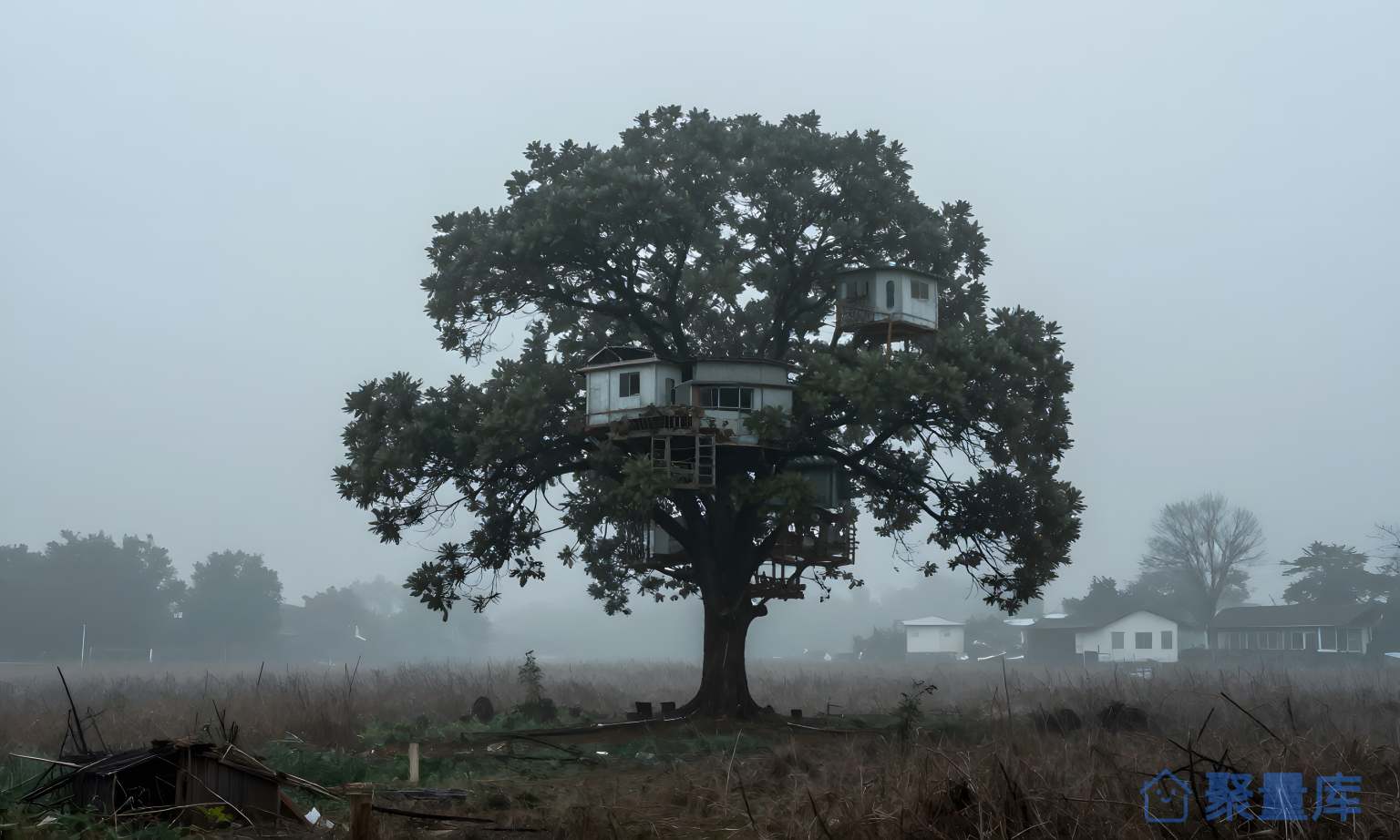 树木之间的小屋