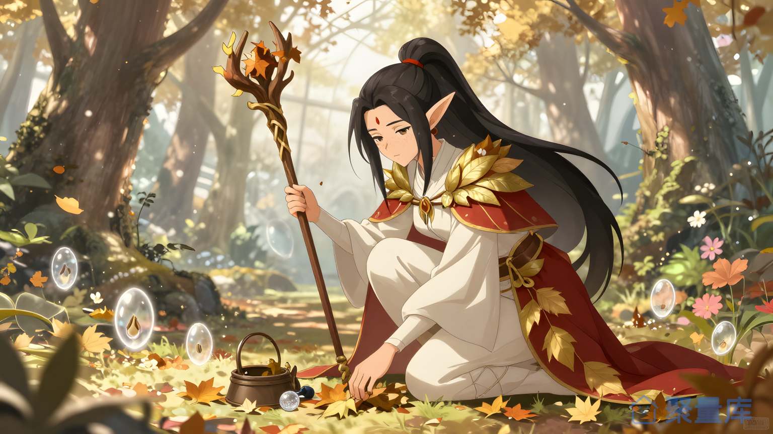萌小女孩在森林中