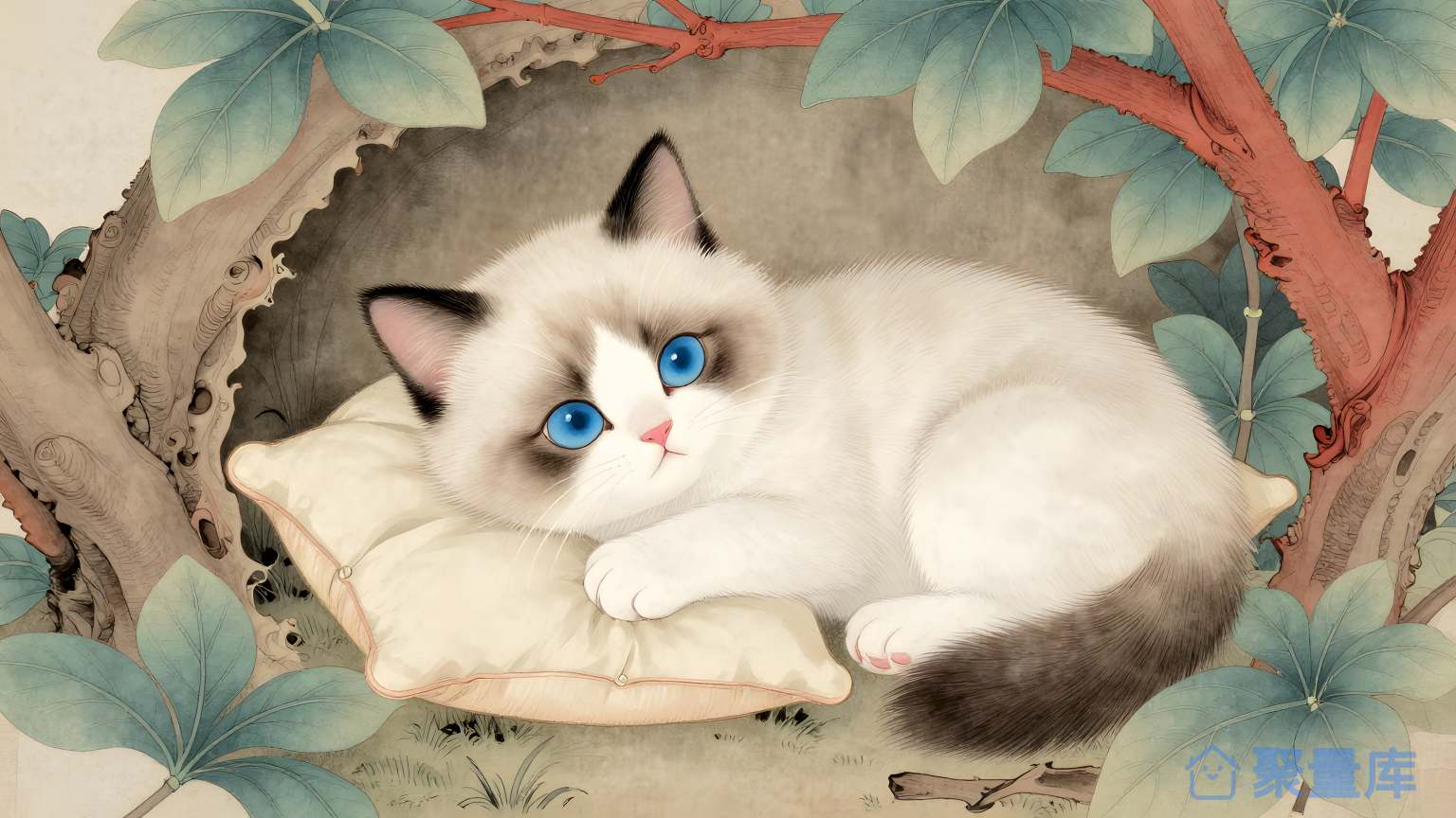 猫在花瓣上