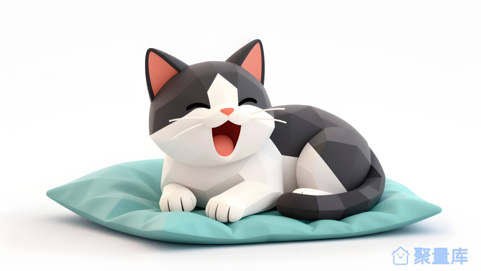 猫在绿色的床上喷吹