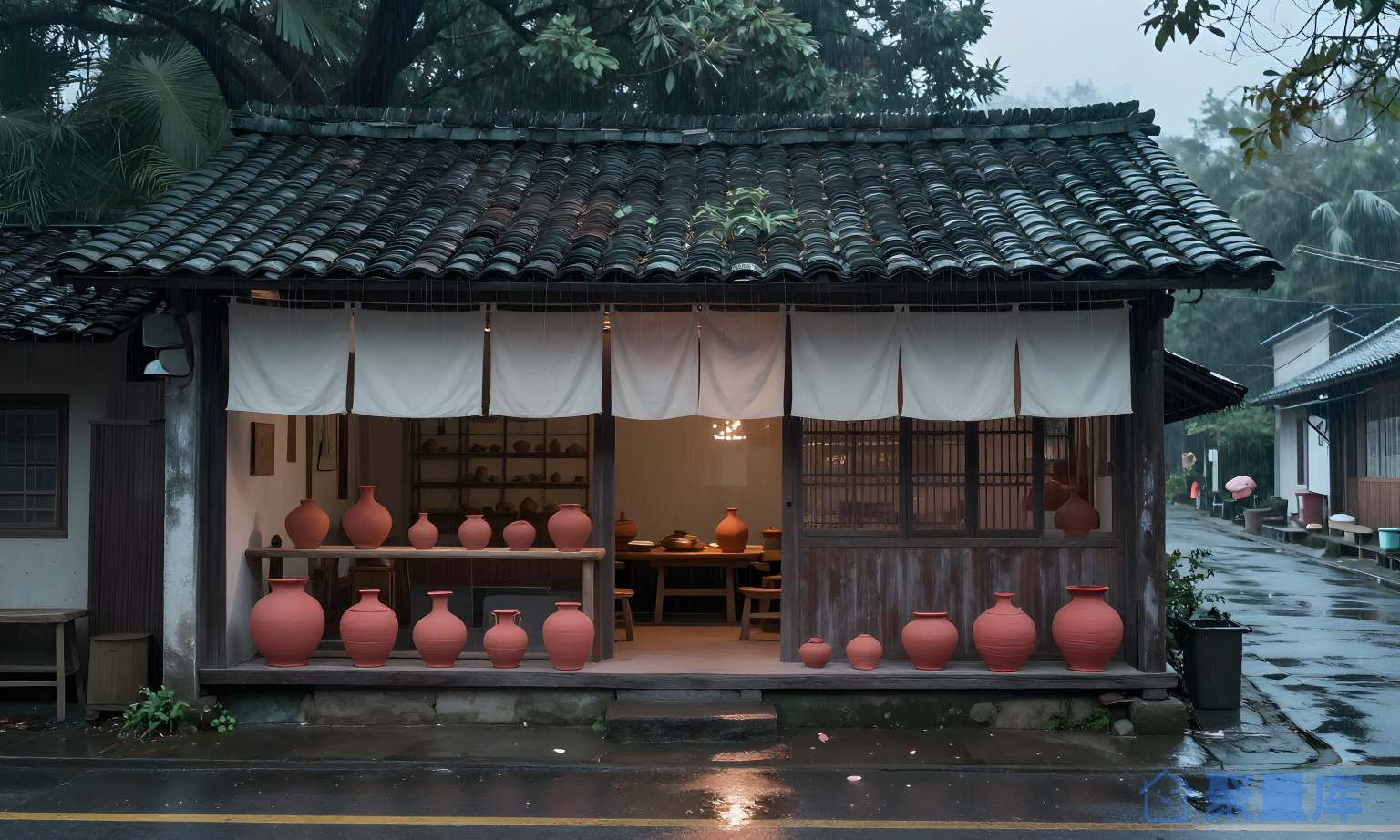 雨夜店铺