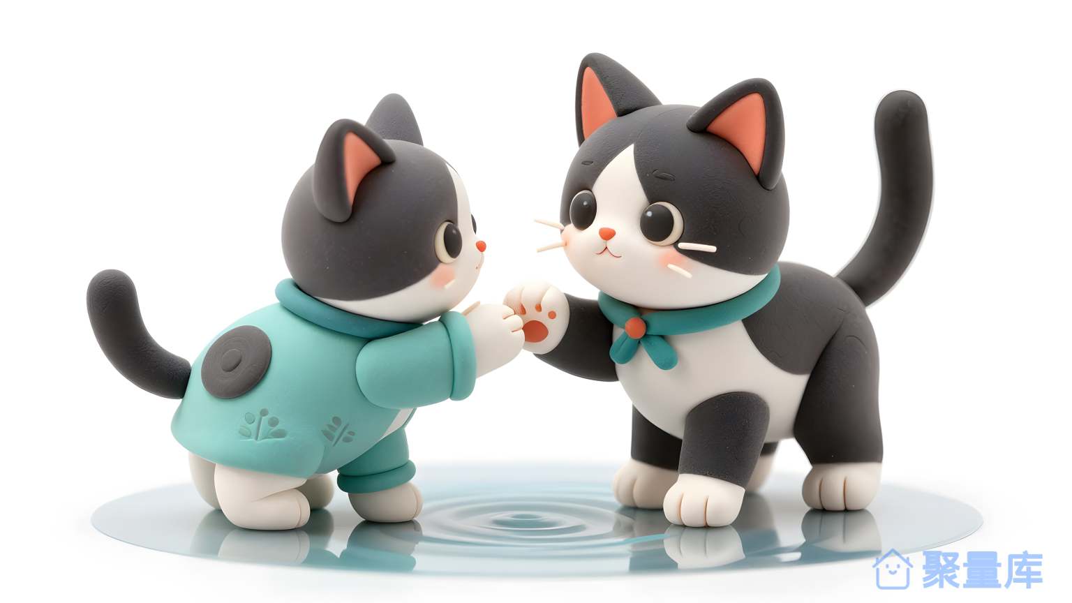 猫和小猫互相摸手