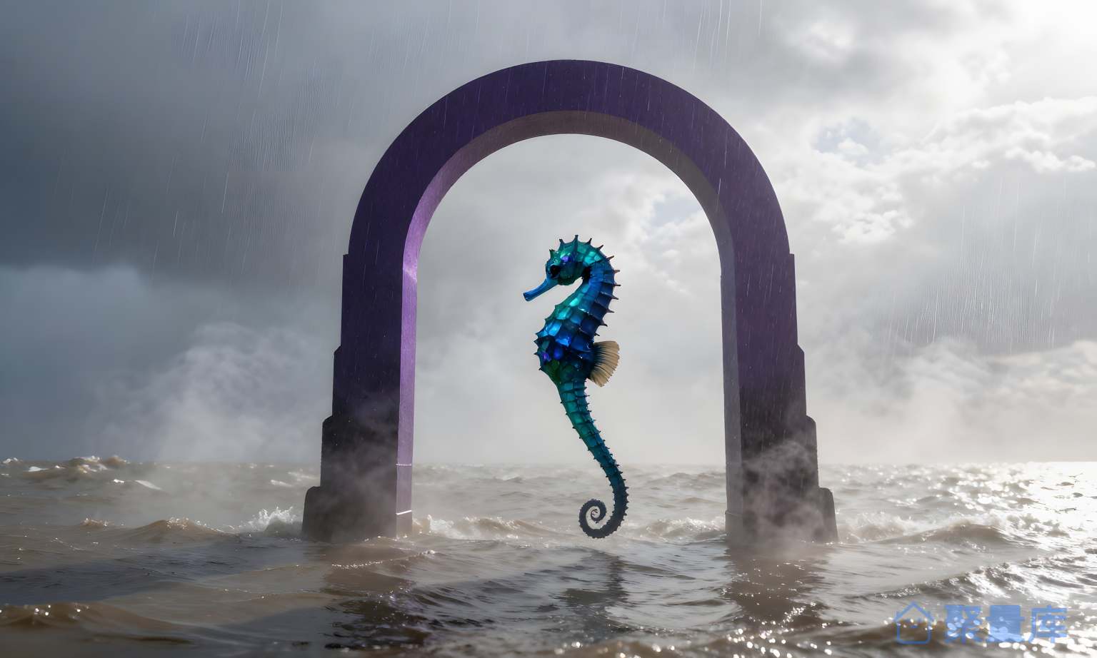 海马在雨中