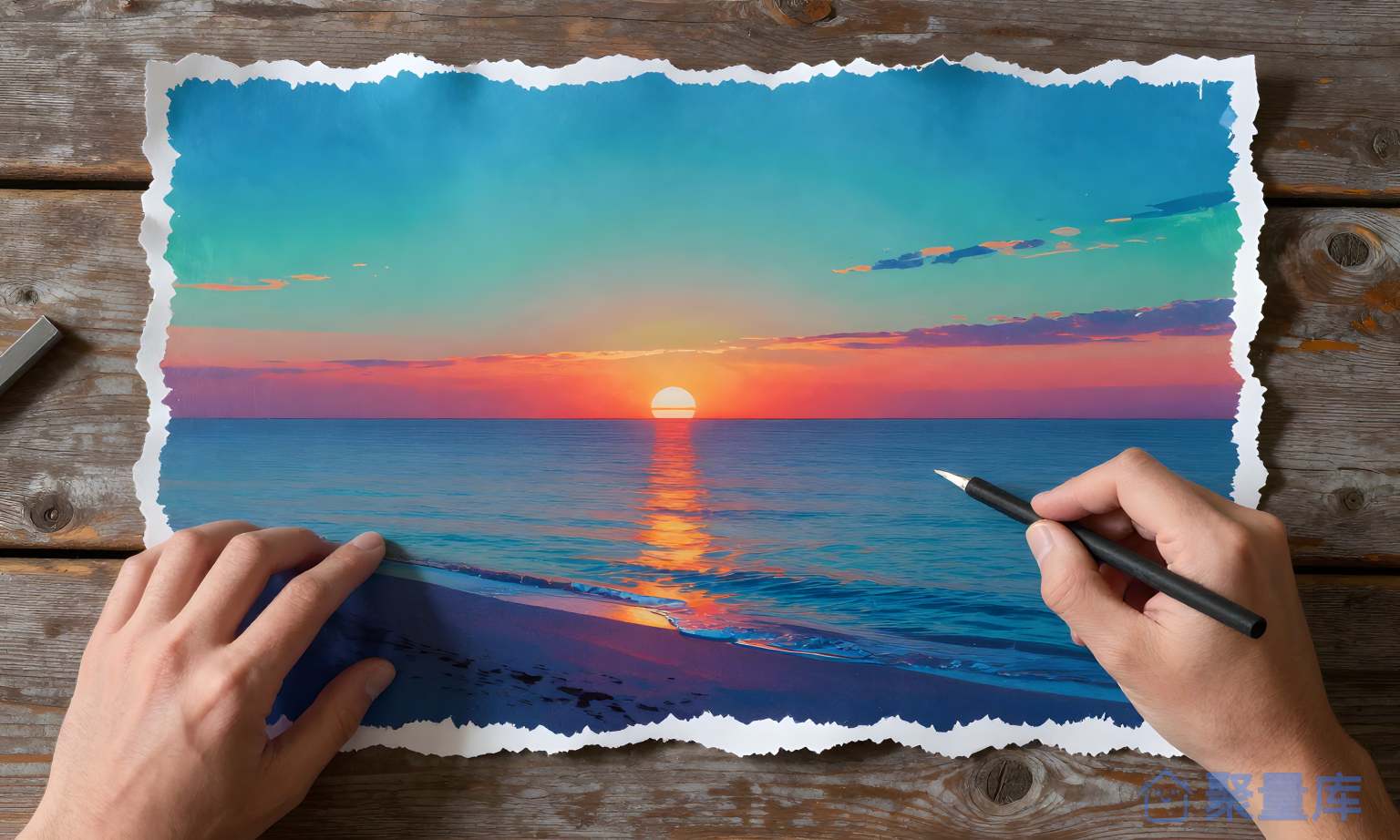 海滩画作